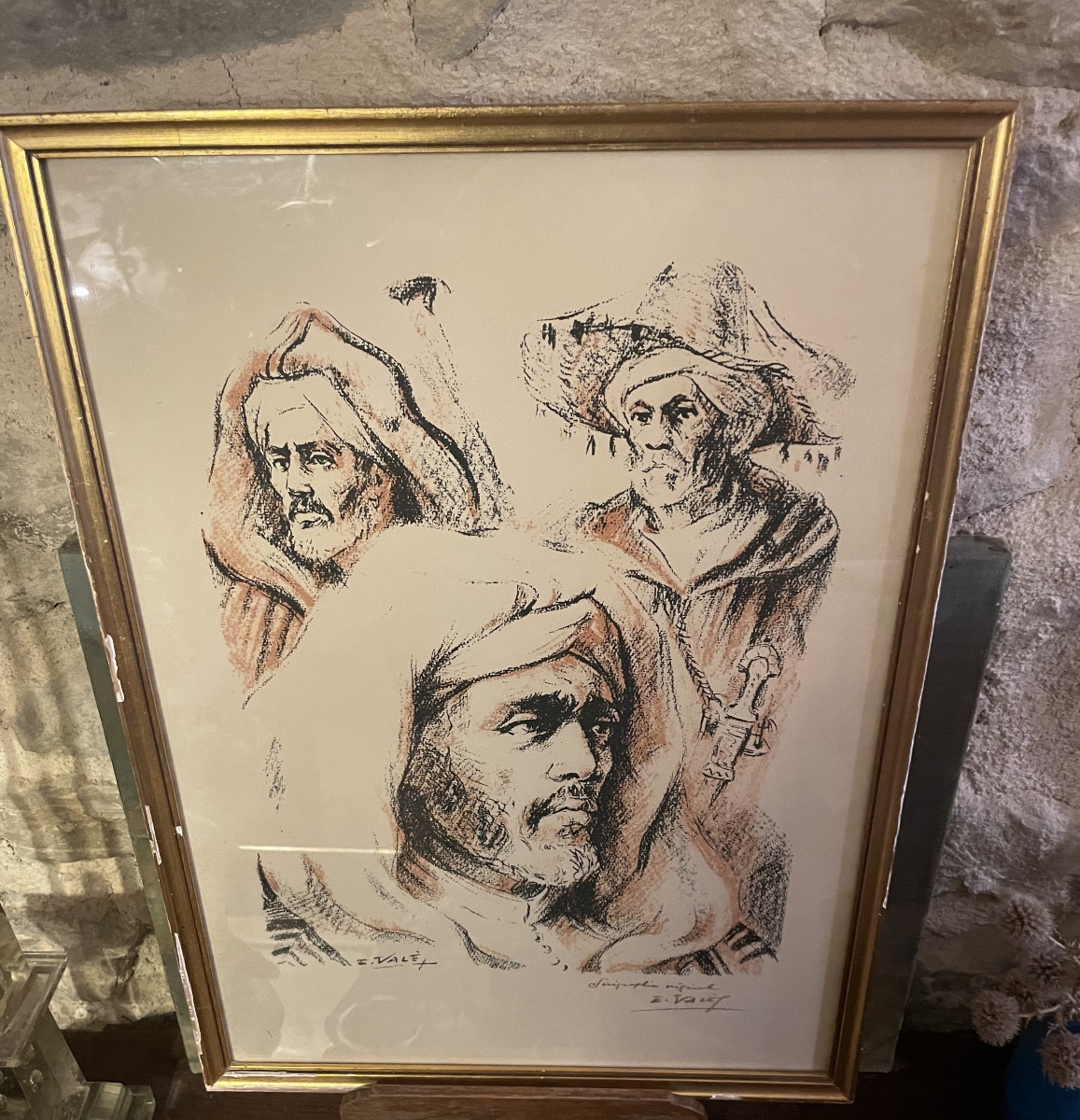 Original Serigraph Signed Edmond Vales "berber Portraits"