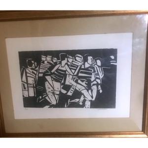 “rugby” Lithograph “signed Gétremieux”