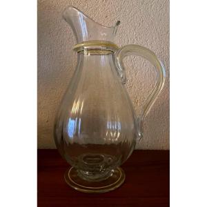 Water Pitcher Marked Daum Nancy France Croix De Lorraine