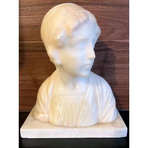 Bust Of A Young Girl In Alabaster