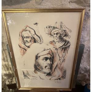 Original Serigraph Signed Edmond Vales "berber Portraits"