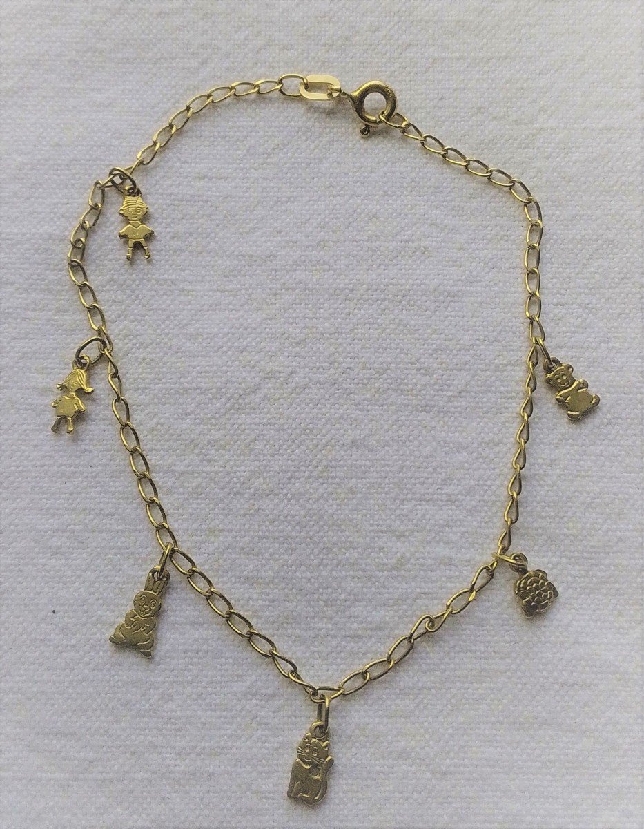 18kt Gold Characters And Animals Bracelet