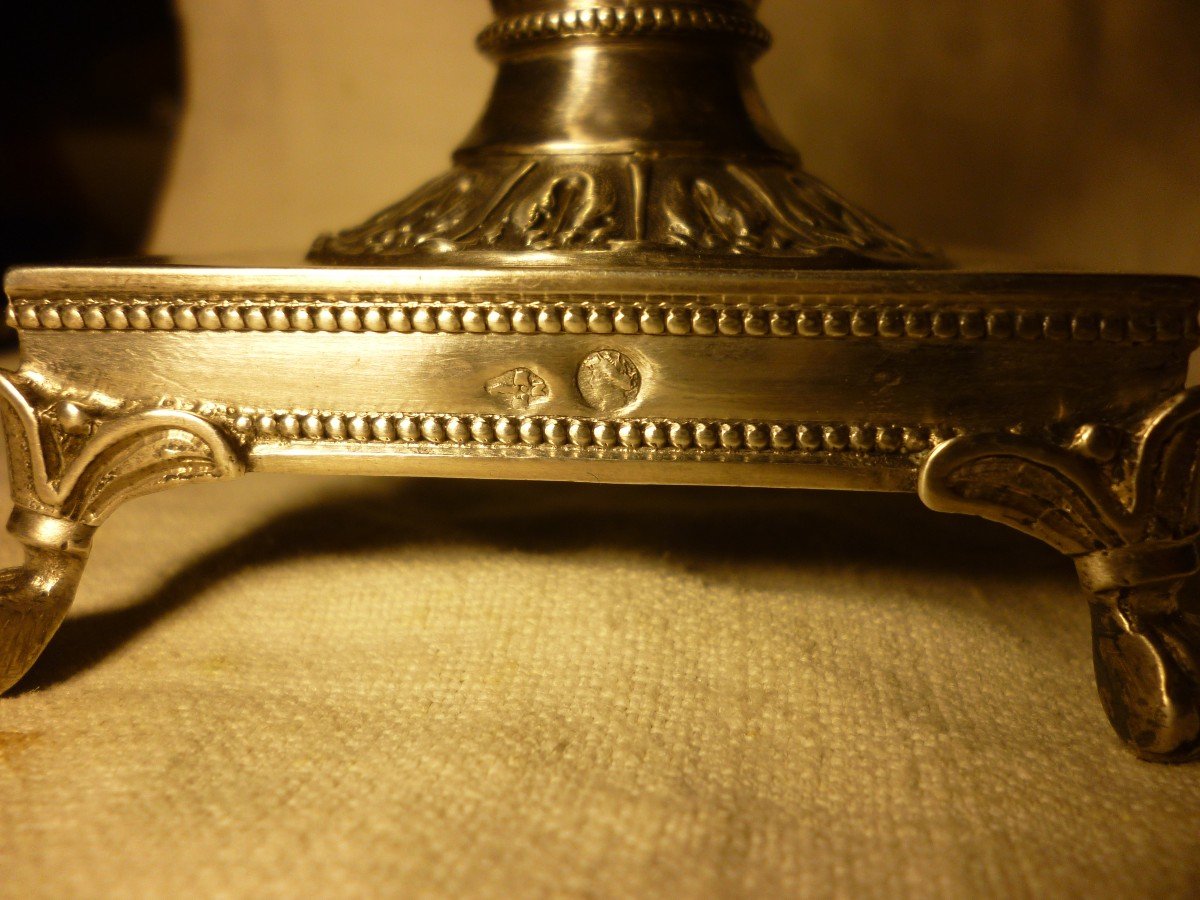 Pair Of Salt Cellars From The Restoration Period In Silver And Crystal.-photo-1