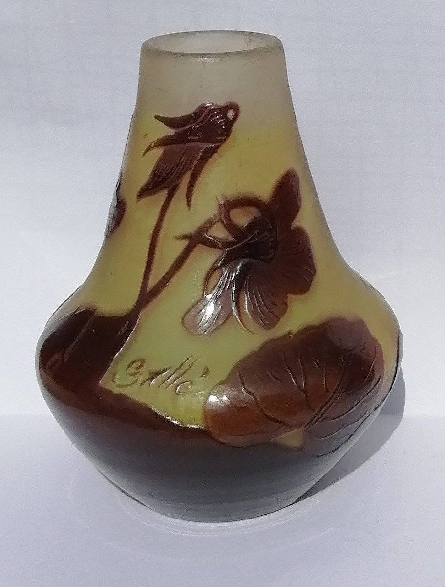 Small Flower Vase In Glass Paste By Master Glassmaker Emile Gallé (1846-1904)-photo-2