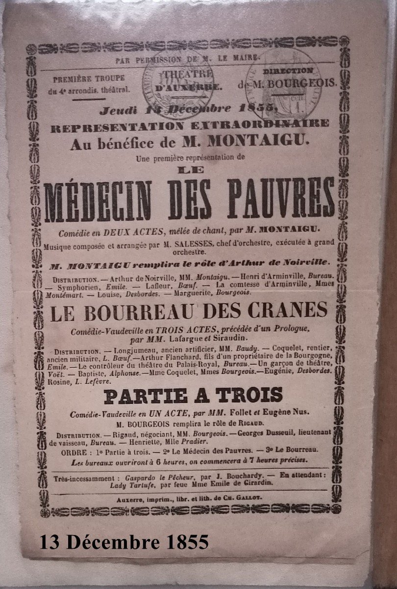 Collection de programmes du théâtre de la ville d’Auxerre du milieu du XIXéme.-photo-4