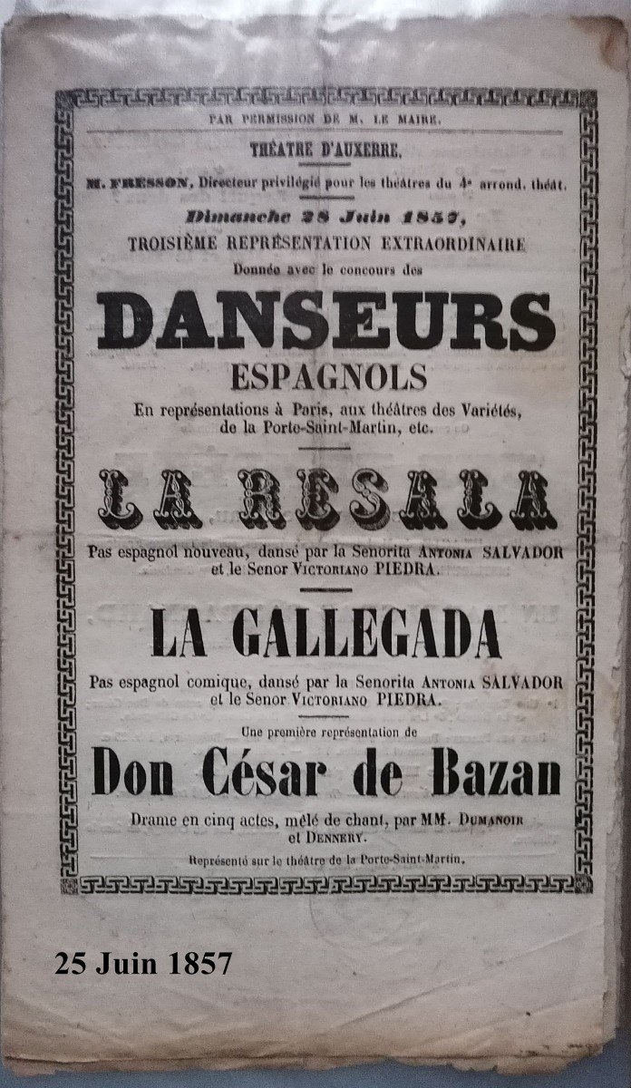 Collection de programmes du théâtre de la ville d’Auxerre du milieu du XIXéme.-photo-6