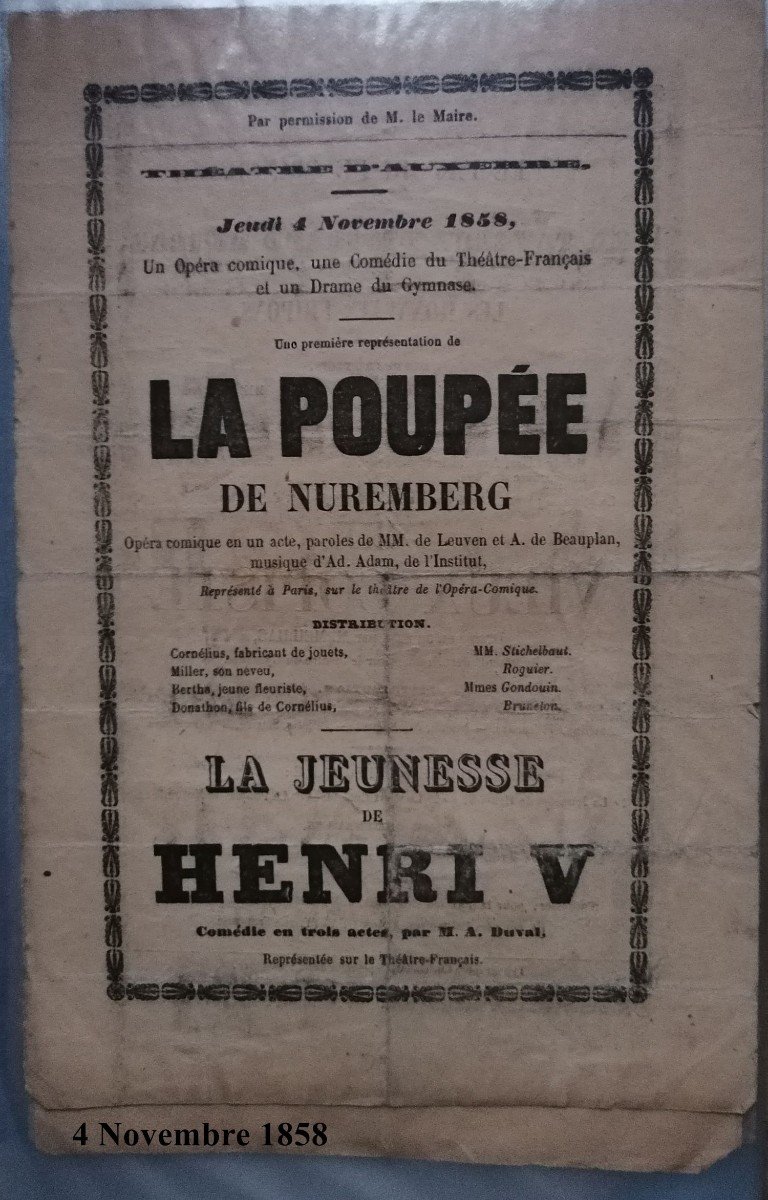 Collection de programmes du théâtre de la ville d’Auxerre du milieu du XIXéme.-photo-7