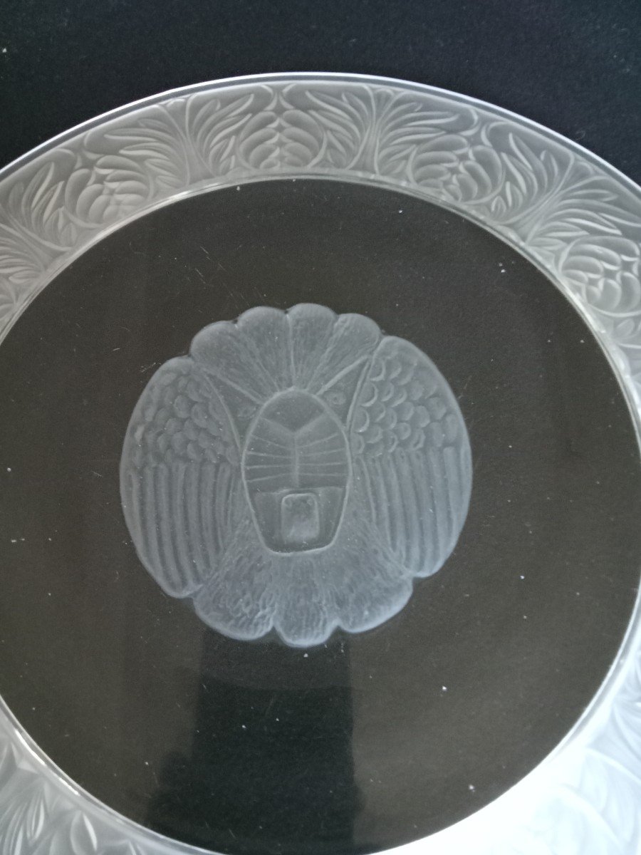 Art Deco Lion Head Frosted Glass Dish.-photo-4