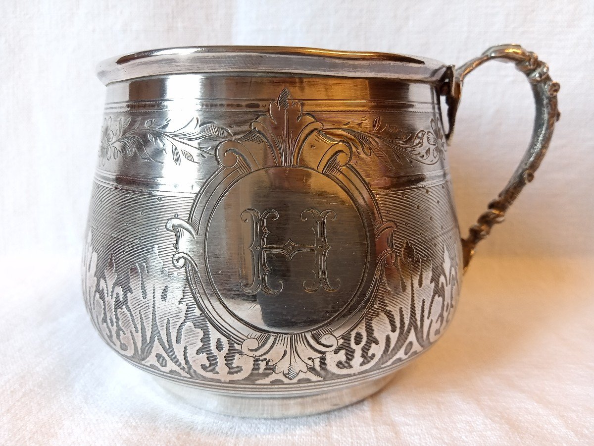 Tasse à Chocolat Argent Massif Art Nouveau 277 Grammes-photo-1