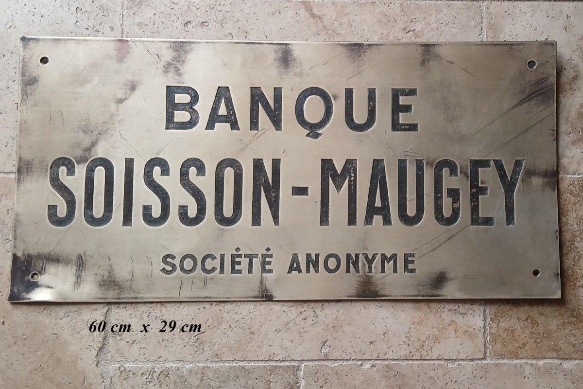 Plaque de cuivre de la Banque Soisson-Maugey (agence de Sens.)-photo-4