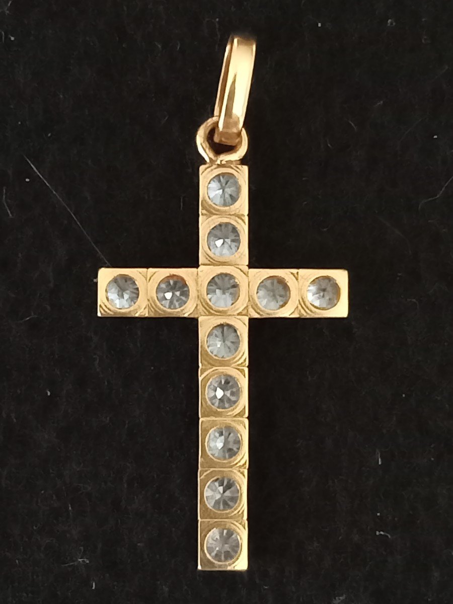 Pendentif croix or et diamants taille brillant ( or 18kt )-photo-2