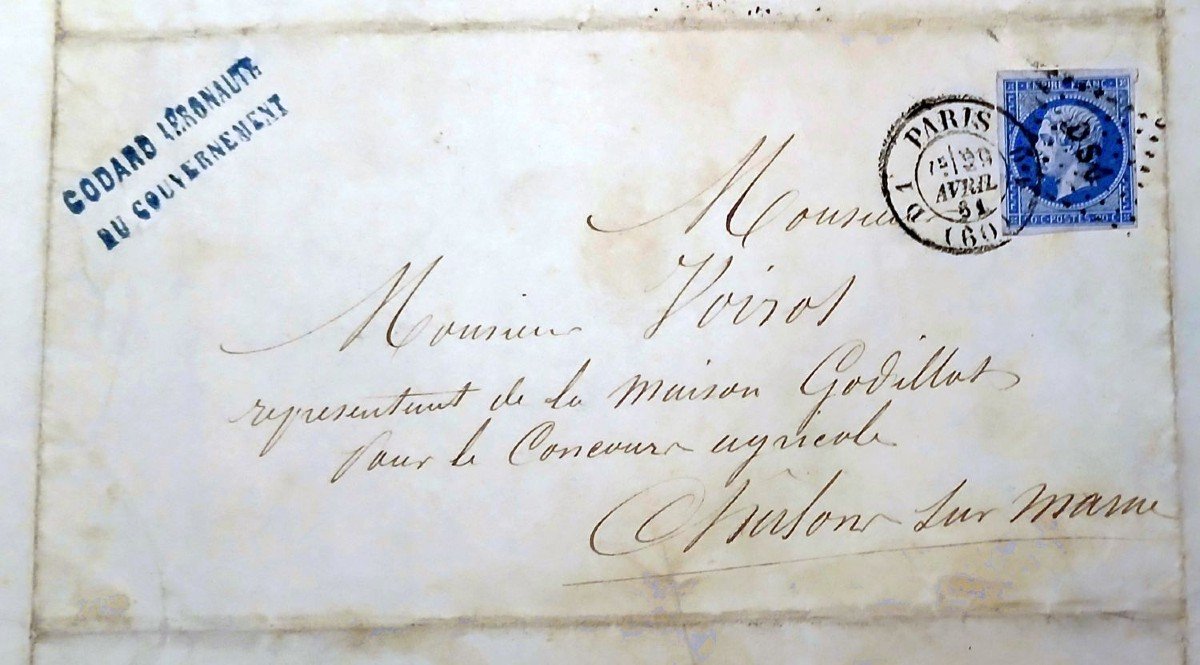 Montgolfiére,ballon monté.Lettre autographe originale de Godard: Aéronaute du gouvernement.1861-photo-6