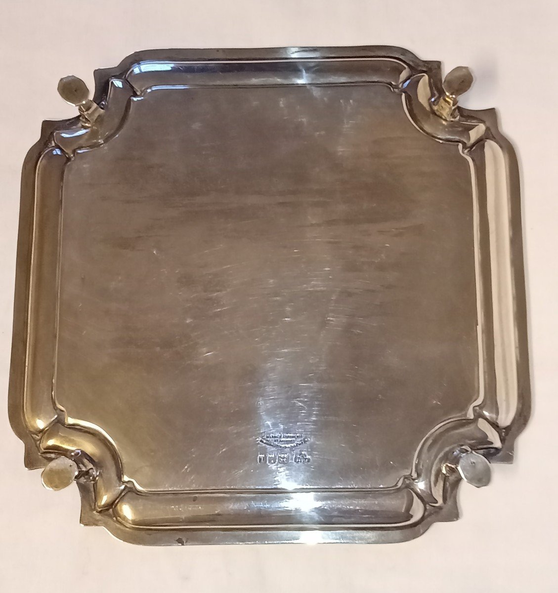 English Solid Silver Tray George II Style 1908 London Goldsmith & Silversmiths -photo-4