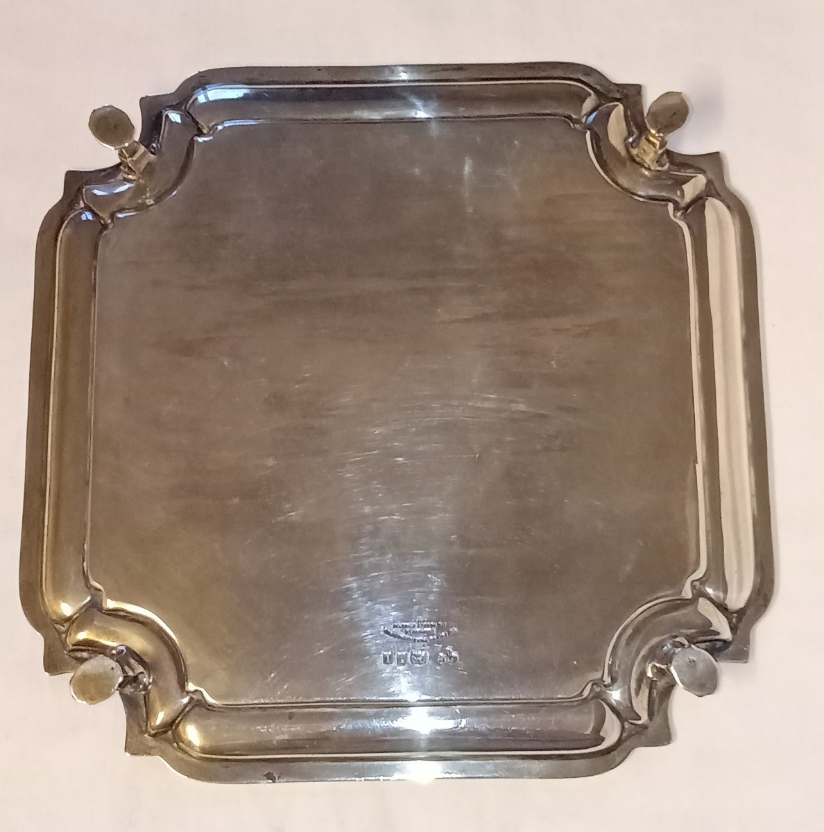 English Solid Silver Tray George II Style 1908 London Goldsmith & Silversmiths -photo-1