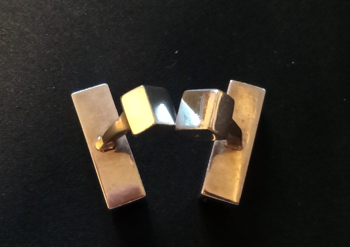 Pair Of Vintage 1970s Solid Silver Ebony Cufflinks -photo-5