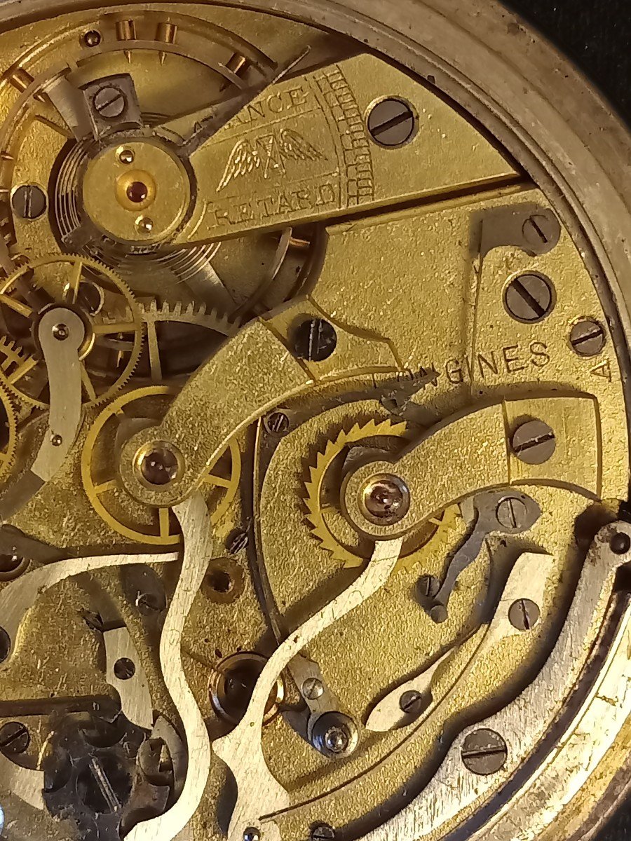 Longines Chronograph Pocket Watch In Niello Silver With Japanese Decoration. Circa 1900-photo-5