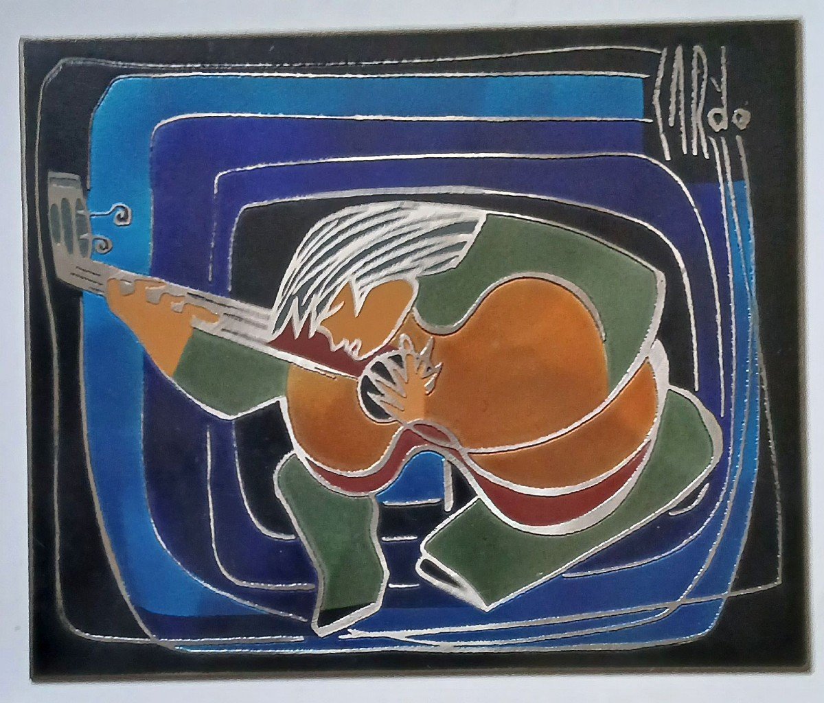 Cardo. The Fandango Player. Painting On Acid-etched Enamelled Steel. 24x21 