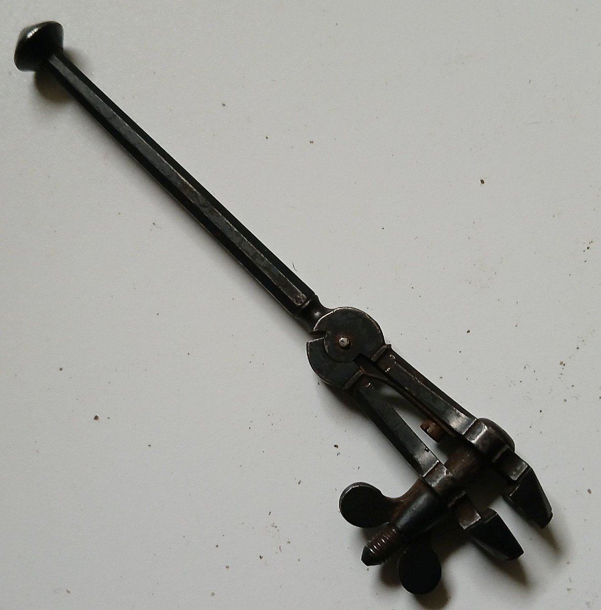 Tiny Wrought Iron Watchmaker's Hand Vice.-photo-3