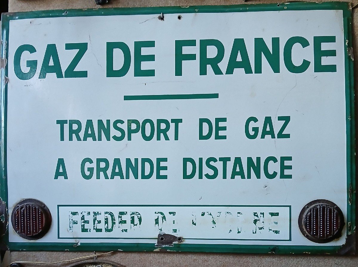 Grande tôle émaillée Gaz de France. Transport de gaz grande distance. 1950-photo-2