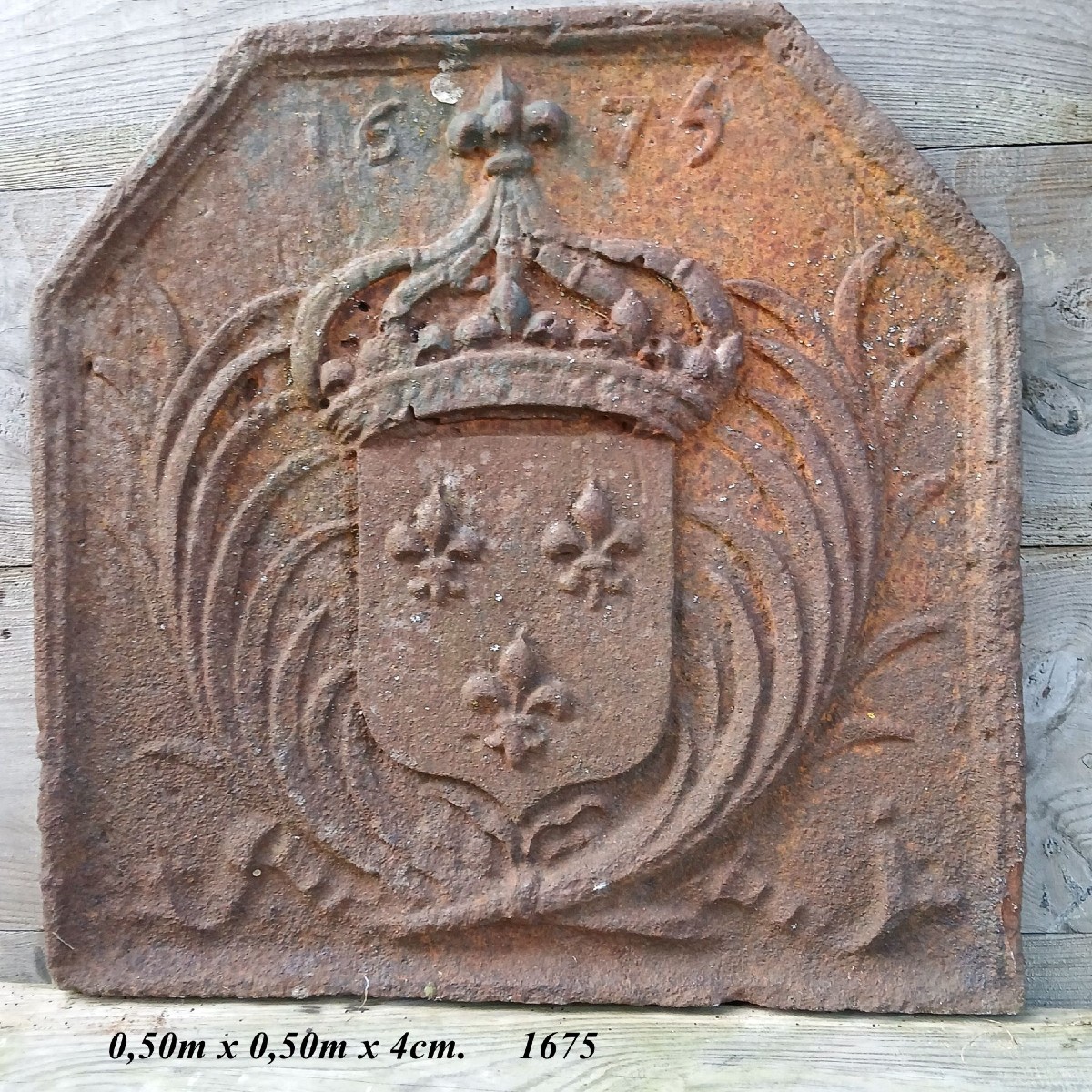 17éme. Plaque de cheminée aux armes de France . 1675-photo-3