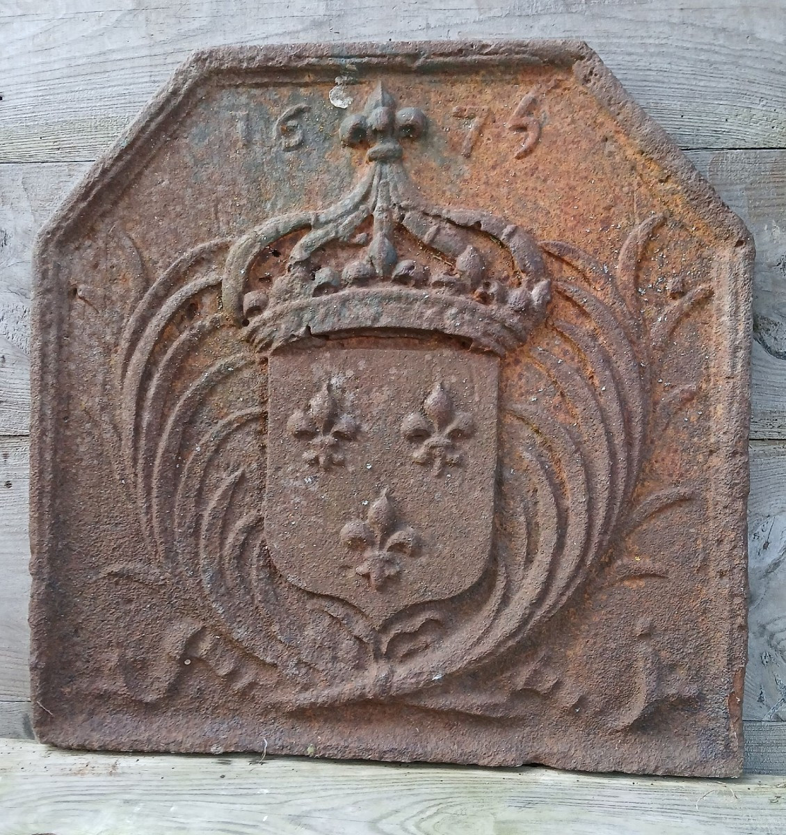 17th Century. Fireplace Plate With The Arms Of France. 1675-photo-4