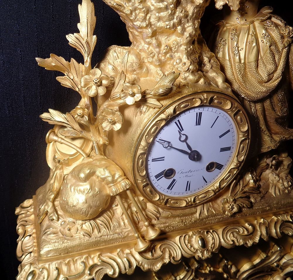 Large Charles X Gilt Bronze Clock: -photo-3