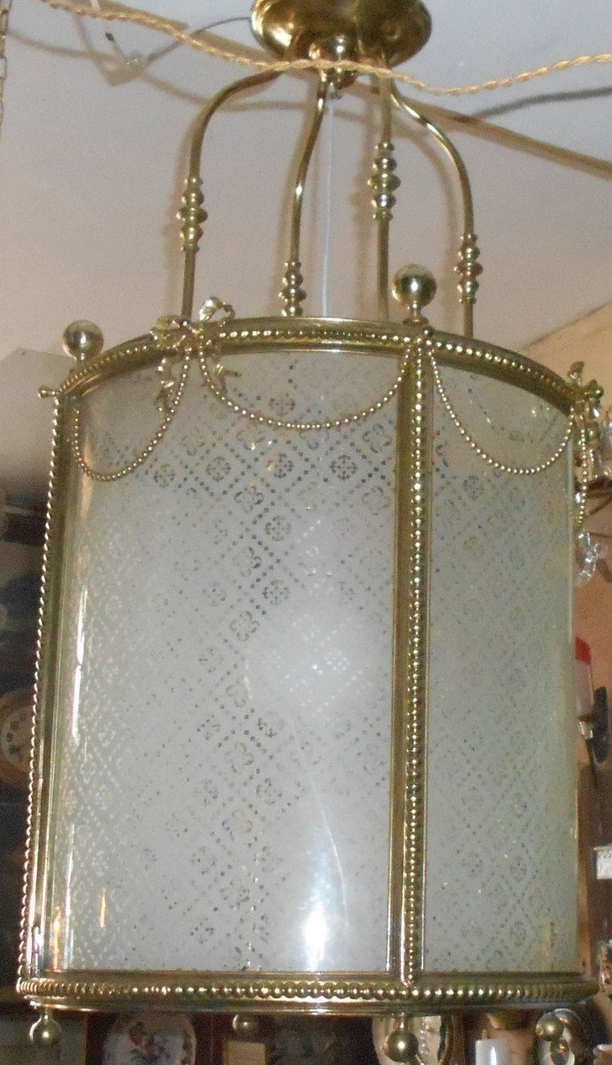 "very Important Bronze Lantern, Known As A Louis XVI Style" Vestibule Lantern ".-photo-4