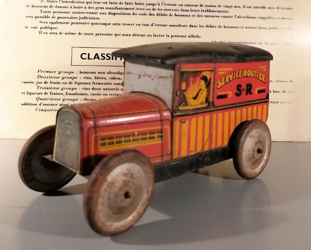 Peugeot 201 Delivery Van Toy In Polychrome Lithographed Sheet Metal By G De Andreis-photo-2