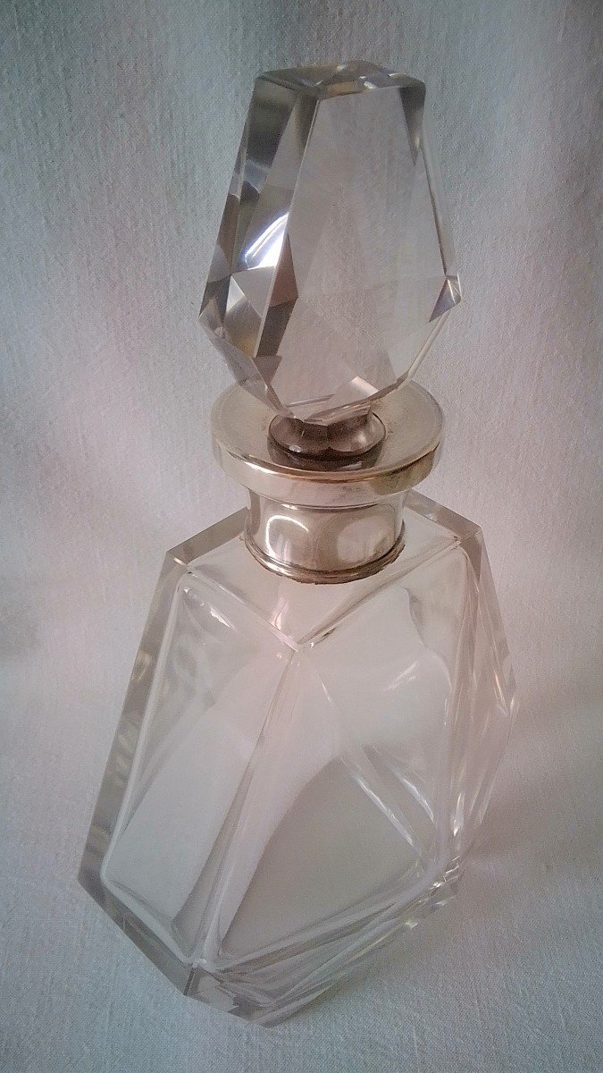 Carafe à liqueur cristal et argent massif Maison Christofle art déco 1933-photo-4