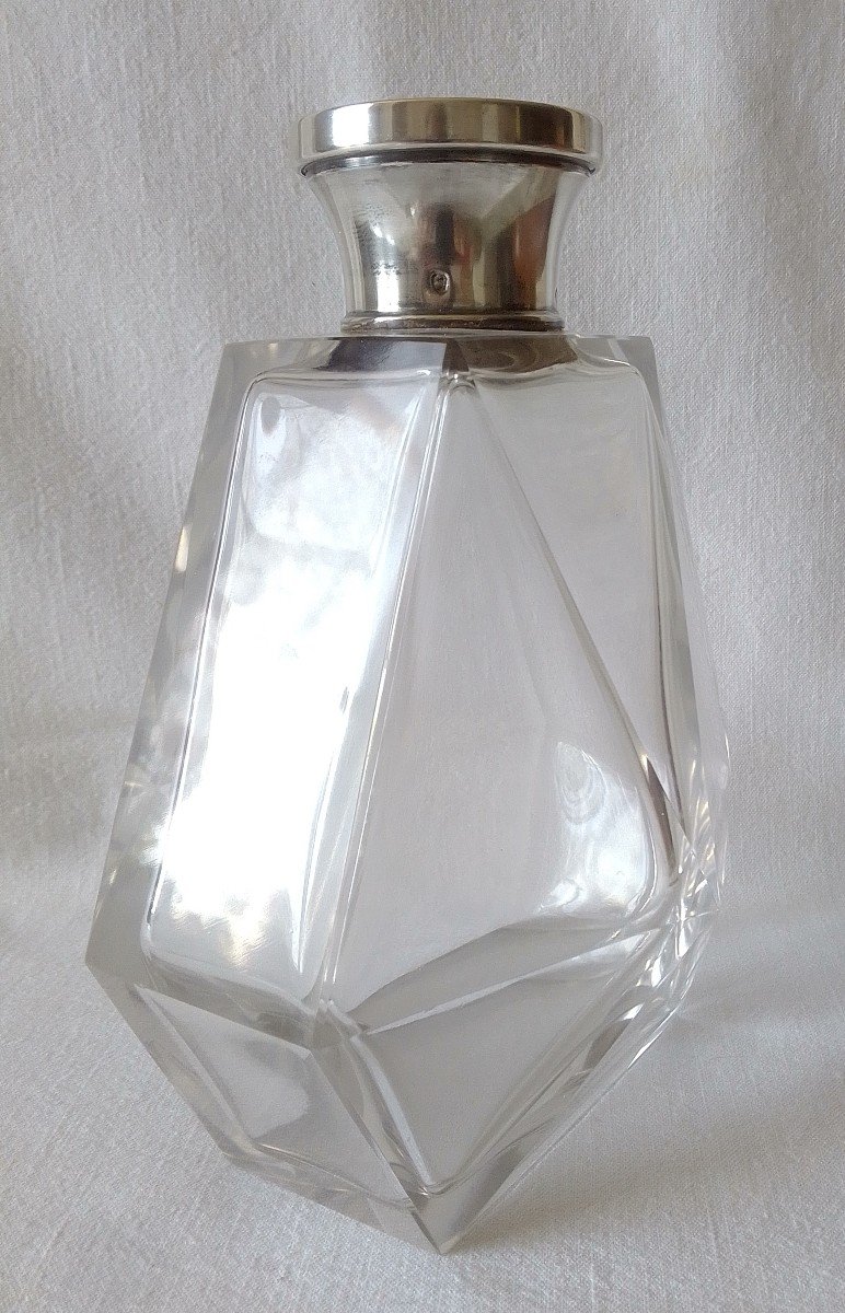 Carafe à liqueur cristal et argent massif Maison Christofle art déco 1933-photo-4