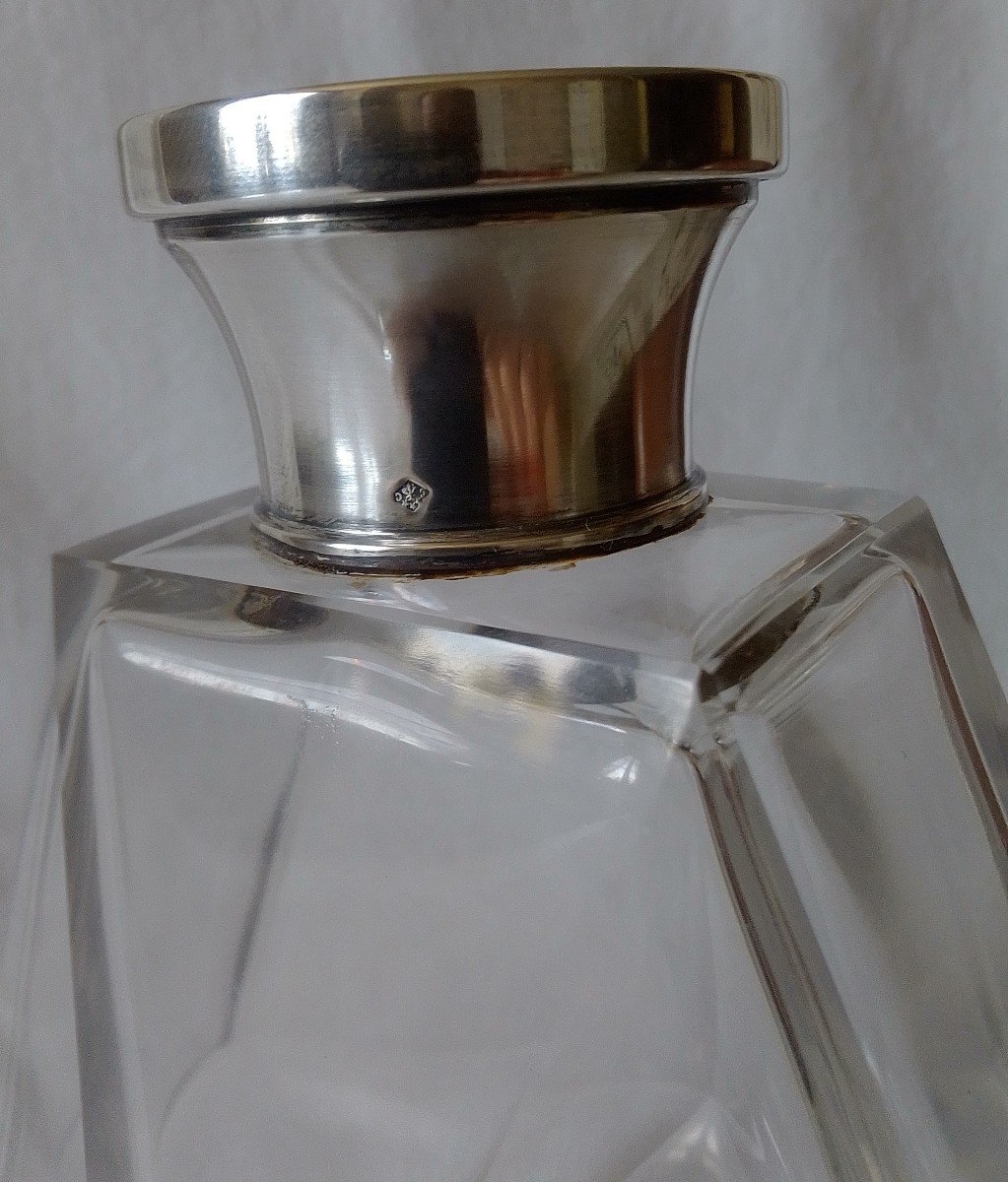 Carafe à liqueur cristal et argent massif Maison Christofle art déco 1933-photo-6