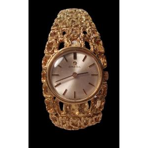 Ladies Bracelet Watch. Omega. Solid Gold. "mailles d'Or" . Gilbert Albert. Circa 1964.