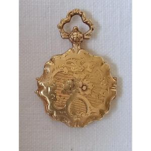 18 Kt Yellow Gold Photo Locket From The 1900s, Watch Shape