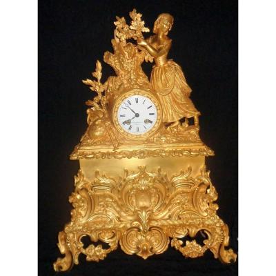 Large Charles X Gilt Bronze Clock: 