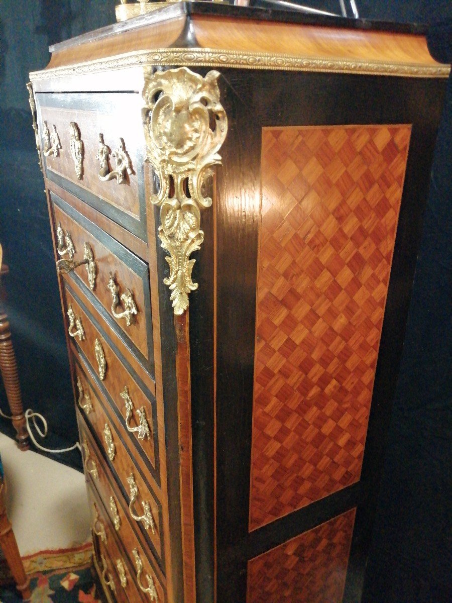 Petit Secrétaire Formant Chiffonier Circa 1850-photo-3