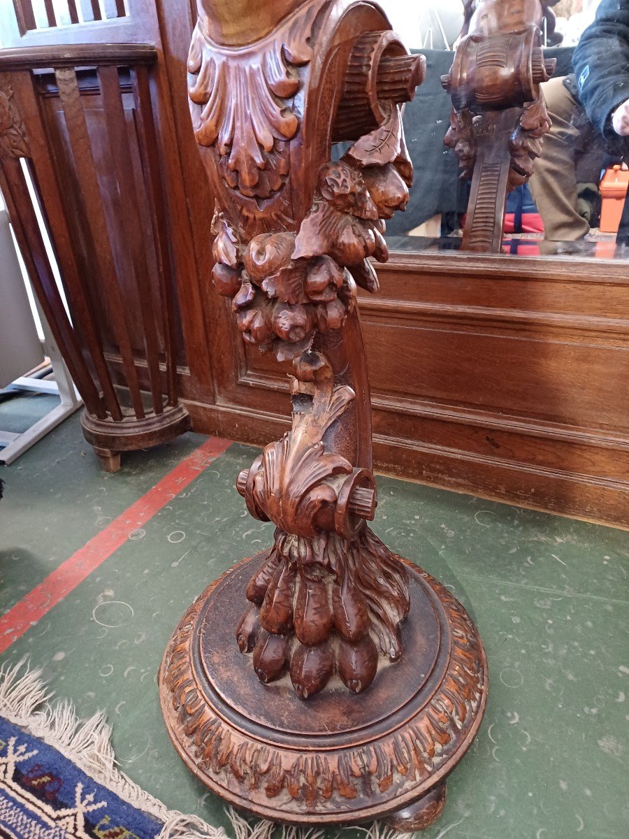 Bolster Circa 1900 With Carved Chimera, Walnut Wood-photo-1