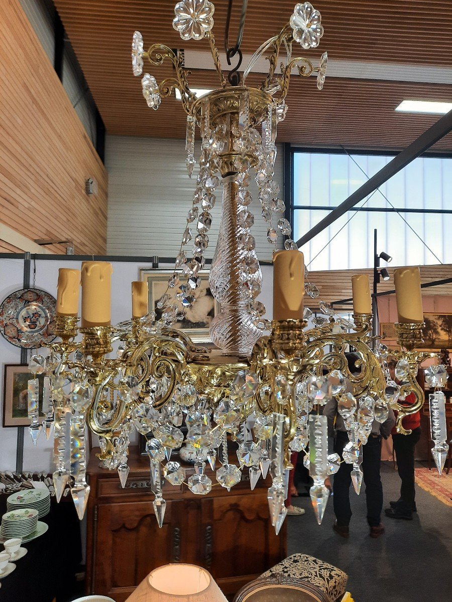 Lustre En Cristal  De Baccarat Monture Bronze époque  Napoléon  3