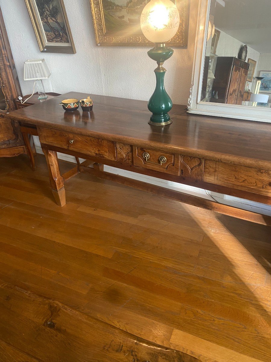 Bressane Table In Blond Walnut, 2 Pulls One Drawer.-photo-2