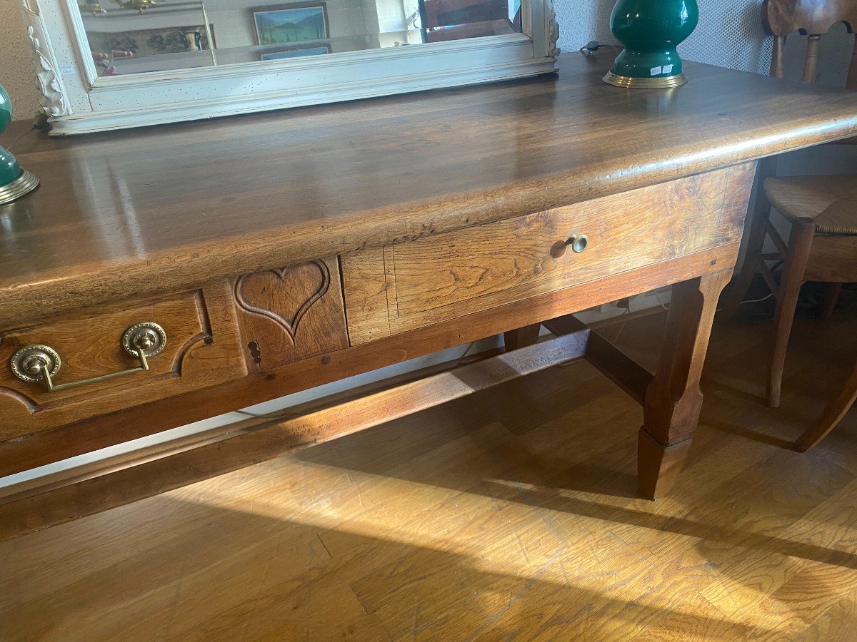 Bressane Table In Blond Walnut, 2 Pulls One Drawer.-photo-3