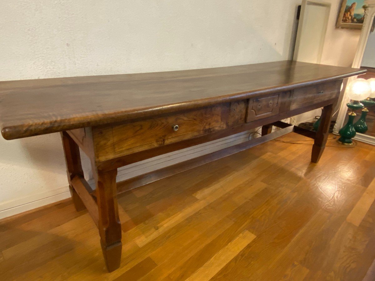 Bressane Table In Blond Walnut, 2 Pulls One Drawer.