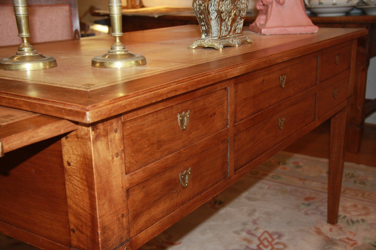 L.xvi Style Desk In Walnut With Its Two Pulls.-photo-3