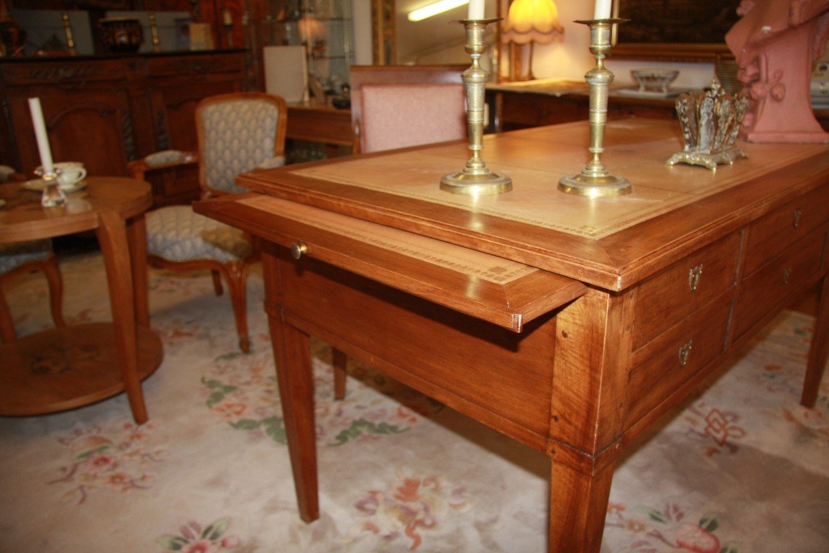 L.xvi Style Desk In Walnut With Its Two Pulls.-photo-4