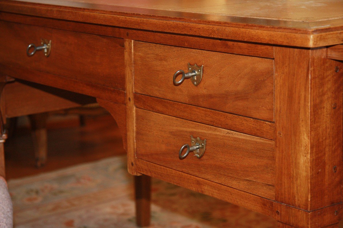 L.xvi Style Desk In Walnut With Its Two Pulls.-photo-2