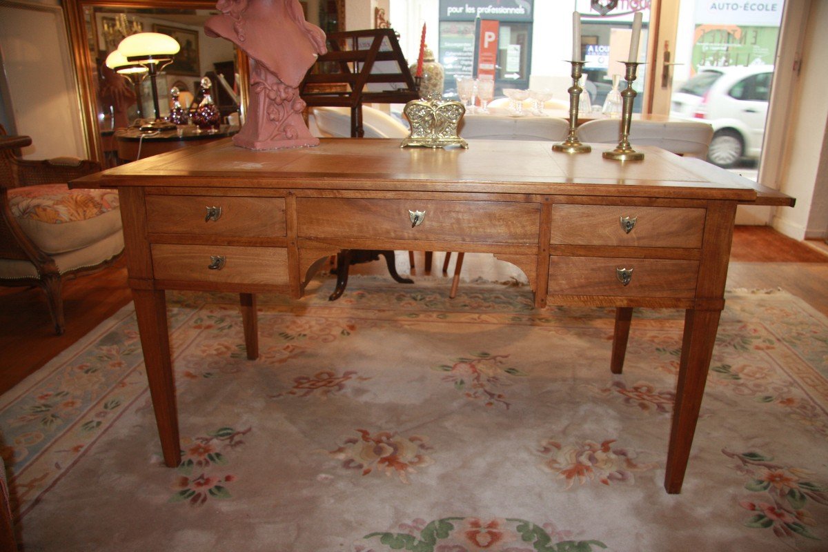 L.xvi Style Desk In Walnut With Its Two Pulls.