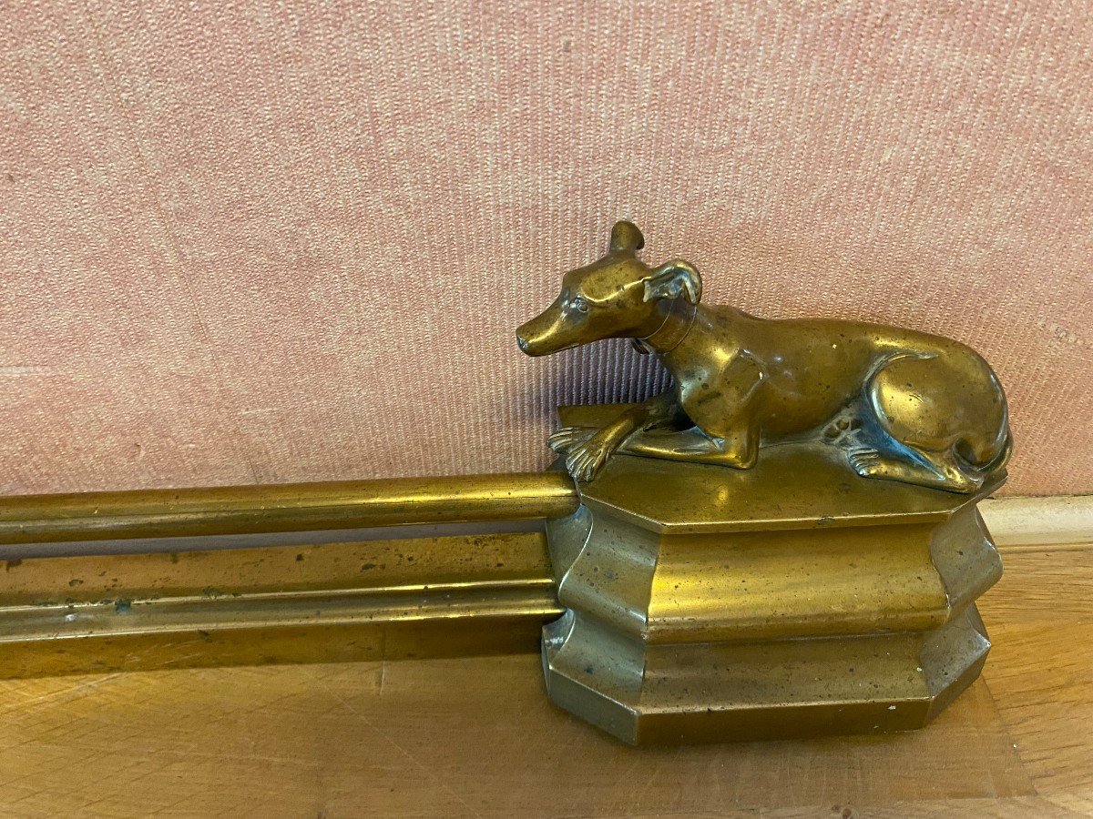 Bronze Fireplace Bars Decorated With Sitting Dogs -photo-2