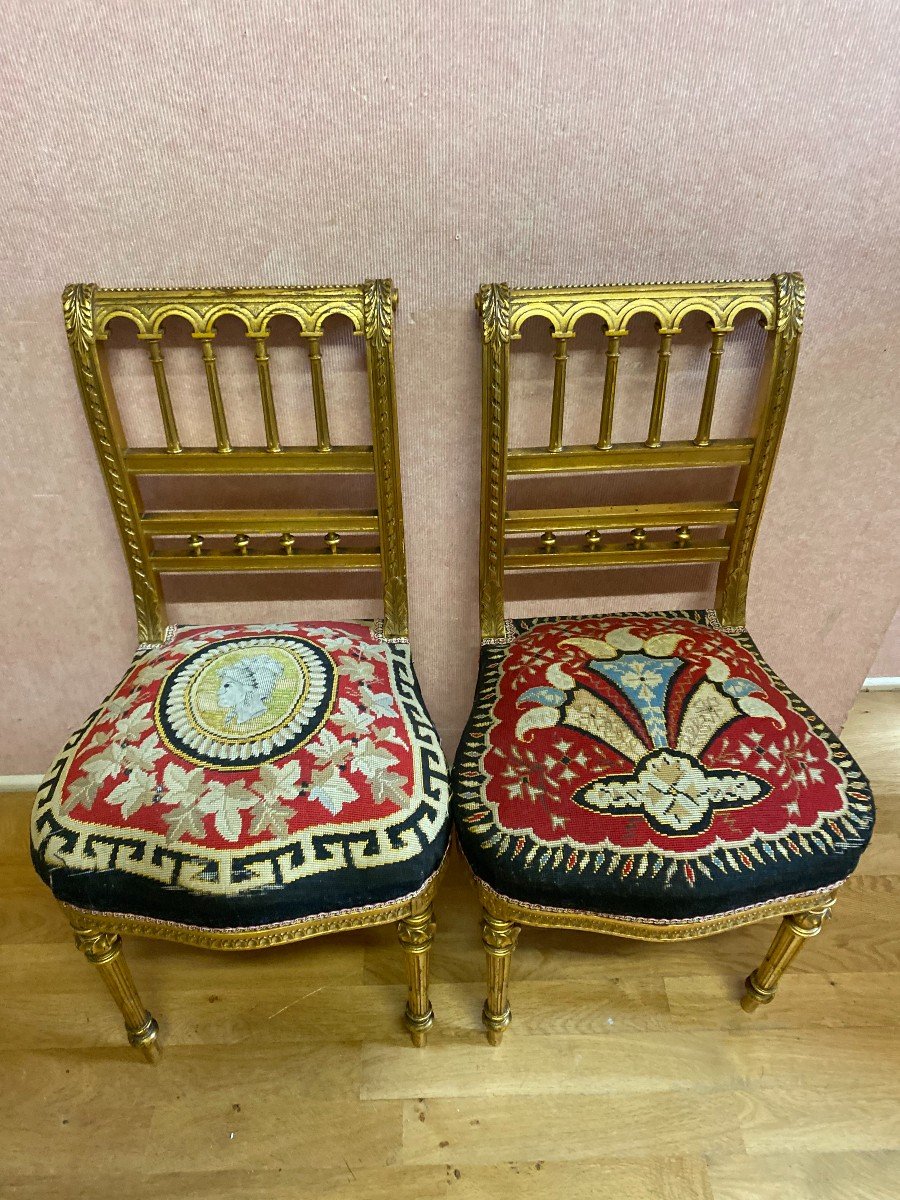 Pair Of Golden Wood Chairs From The Napoleon III Period