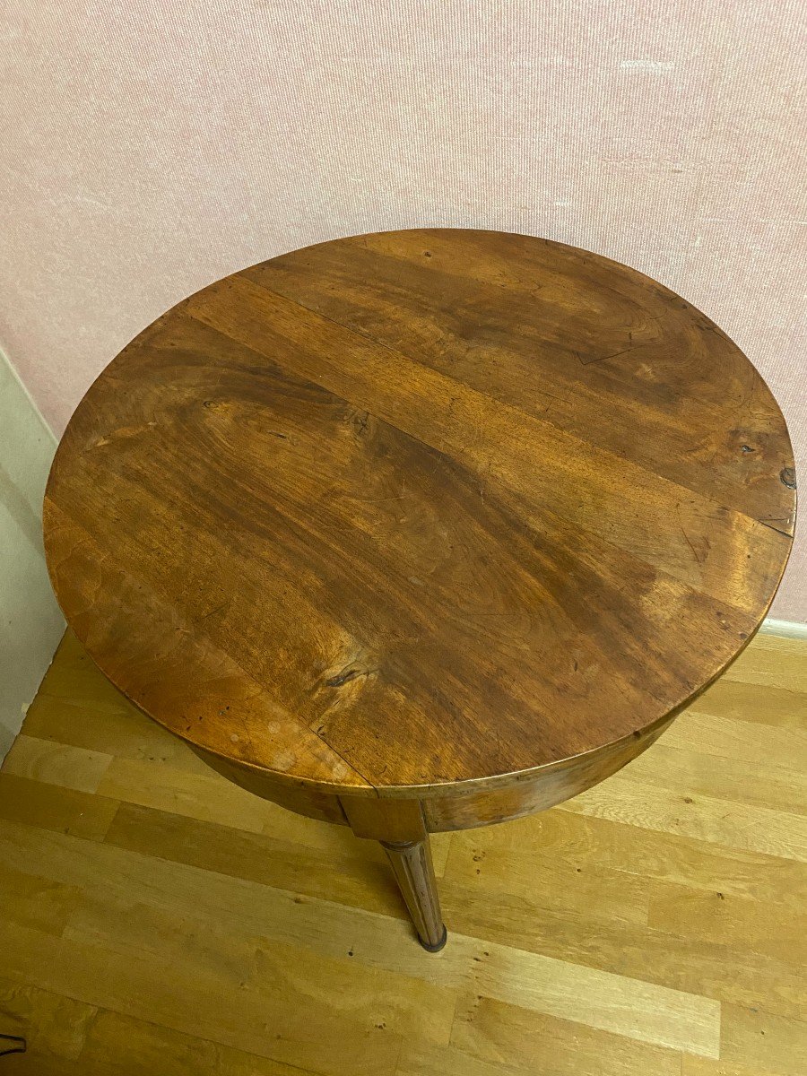 Louis XVI Style Pedestal Table In Walnut And Walnut Veneer-photo-5