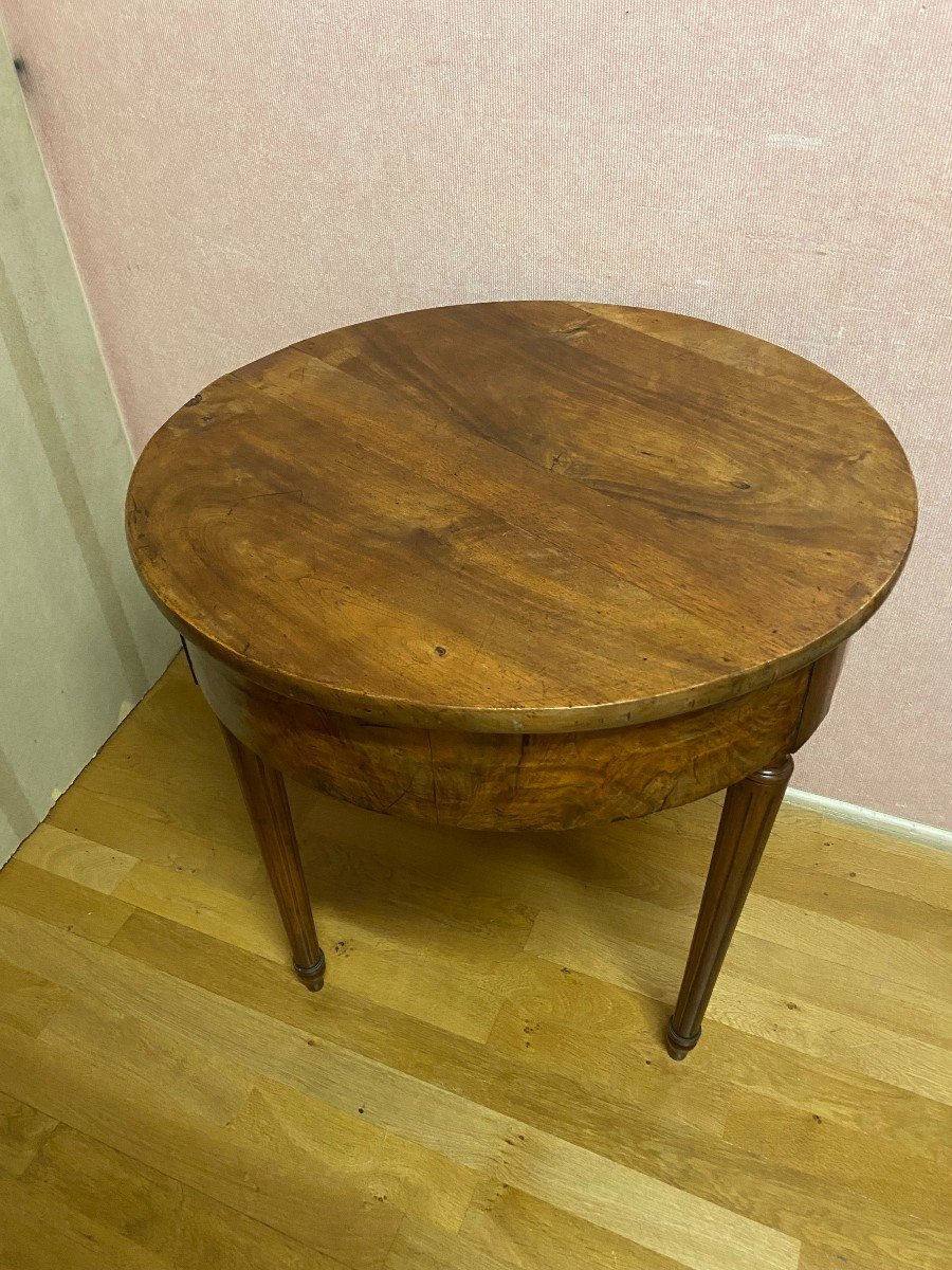 Louis XVI Style Pedestal Table In Walnut And Walnut Veneer-photo-7