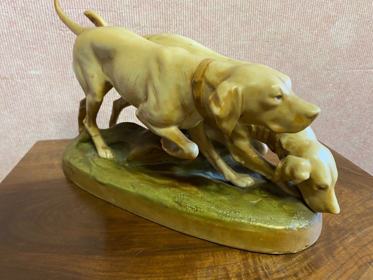  Chiens De Chasse En Porcelaine De Royal Dux-photo-4