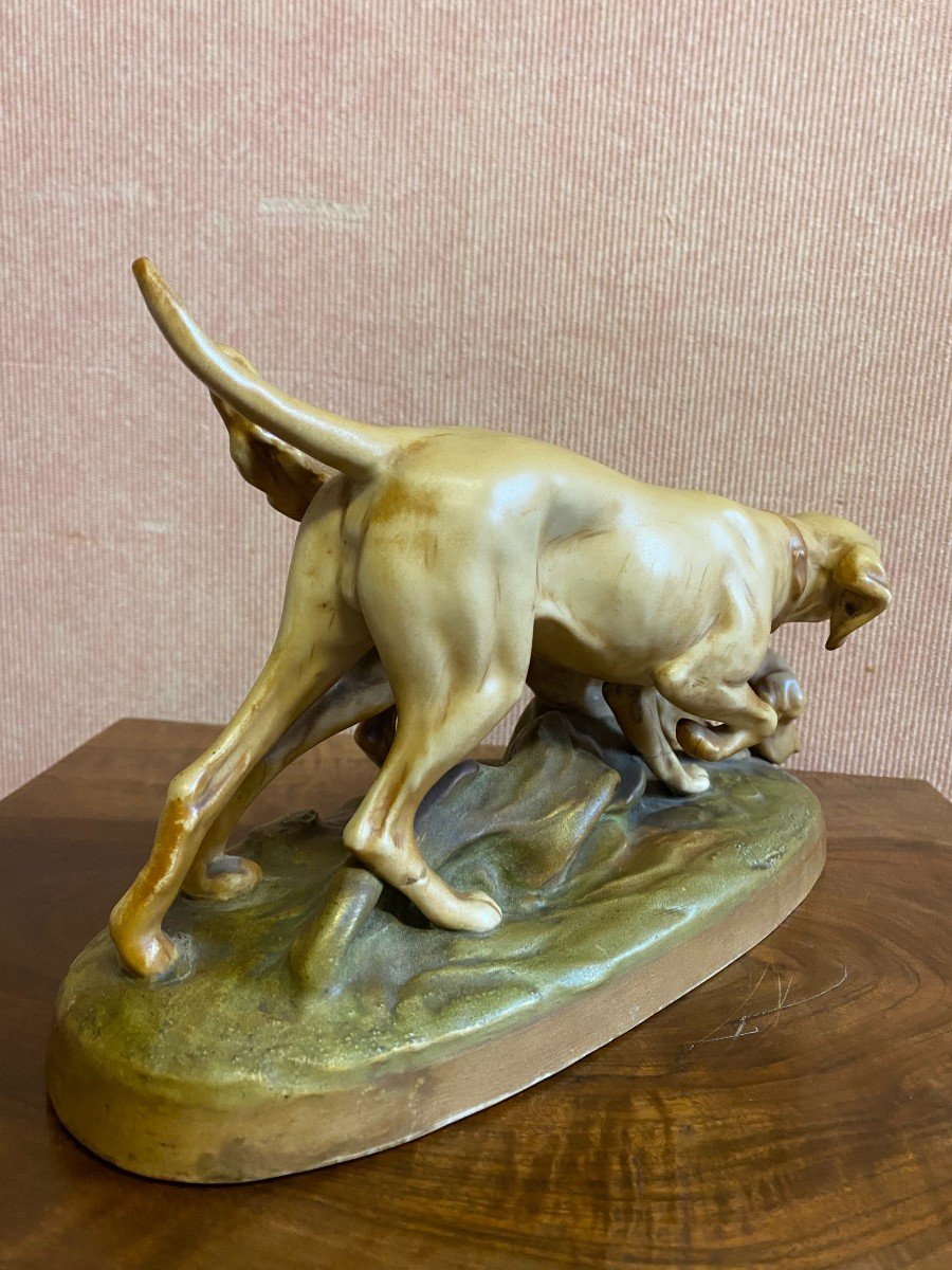  Chiens De Chasse En Porcelaine De Royal Dux-photo-5